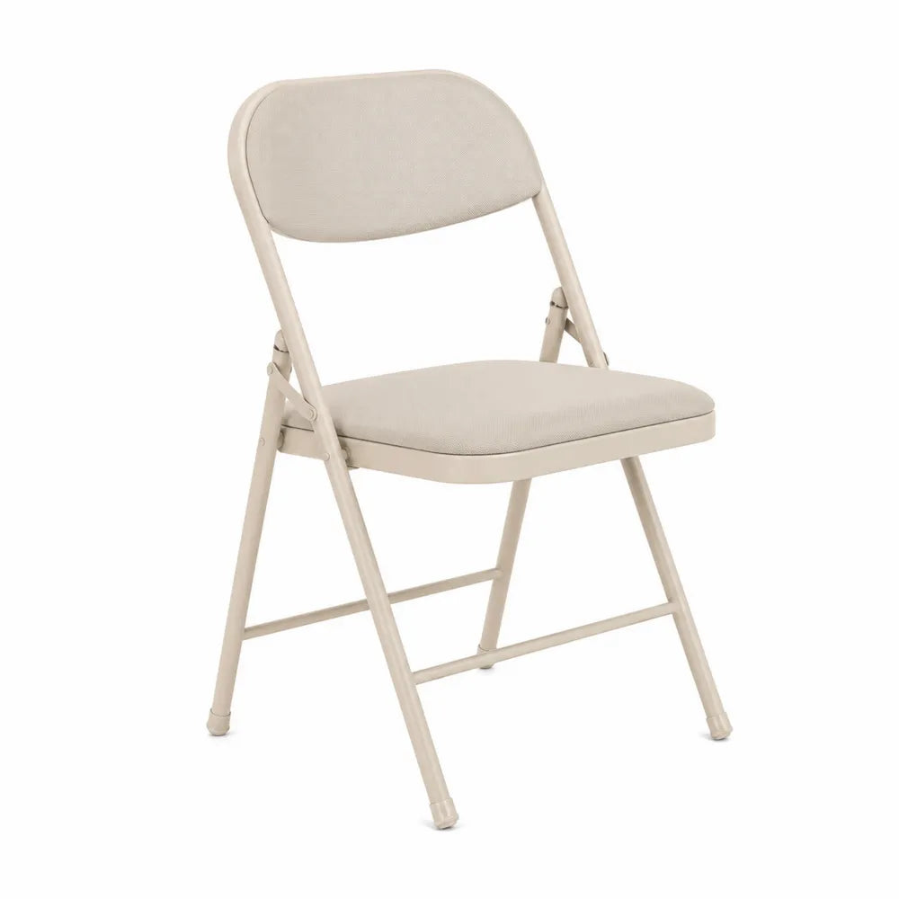 Krzesło składane metalowe, stalowe i poliestrowe, beżowe