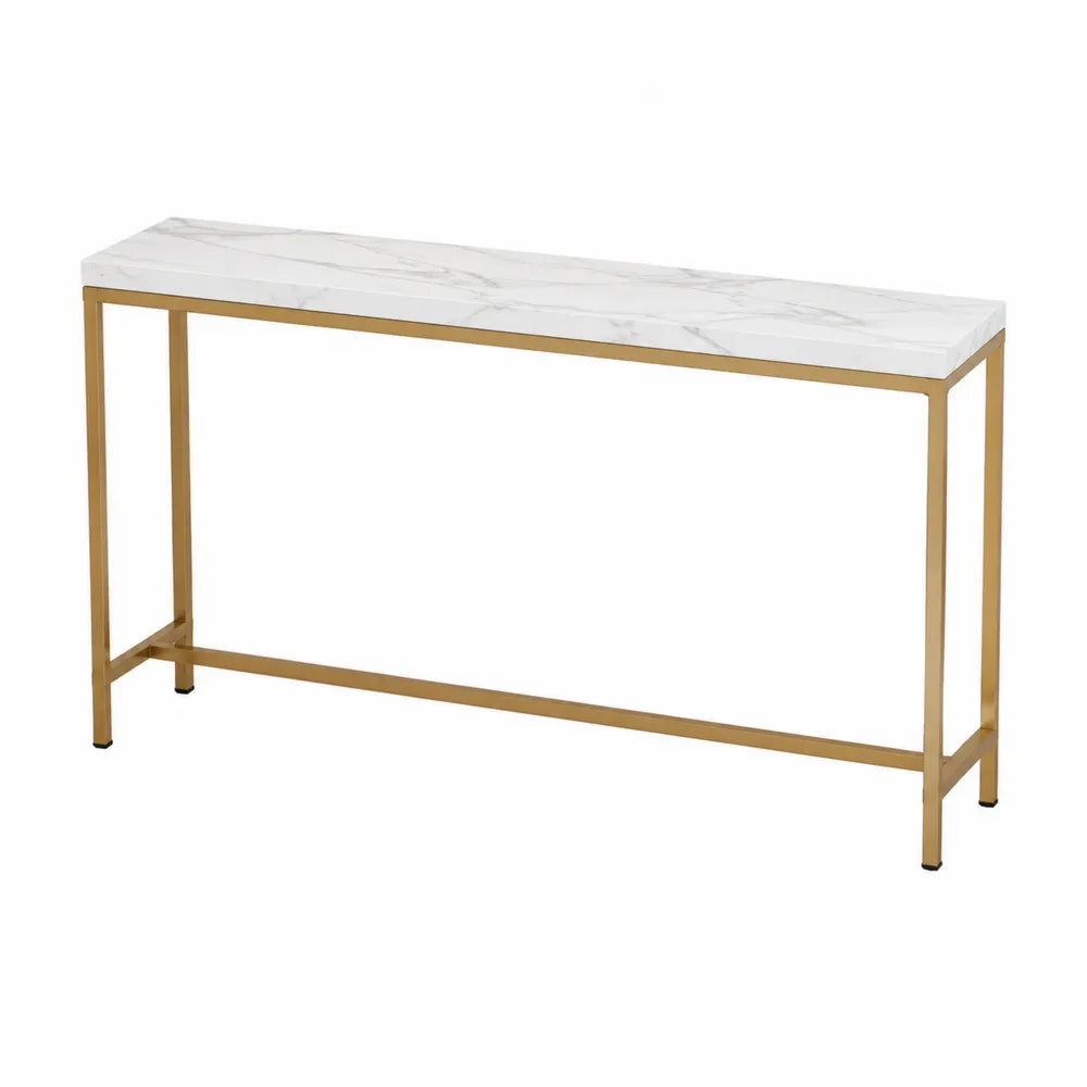 Konsola z marmurowym blatem biało-złota 120 cm