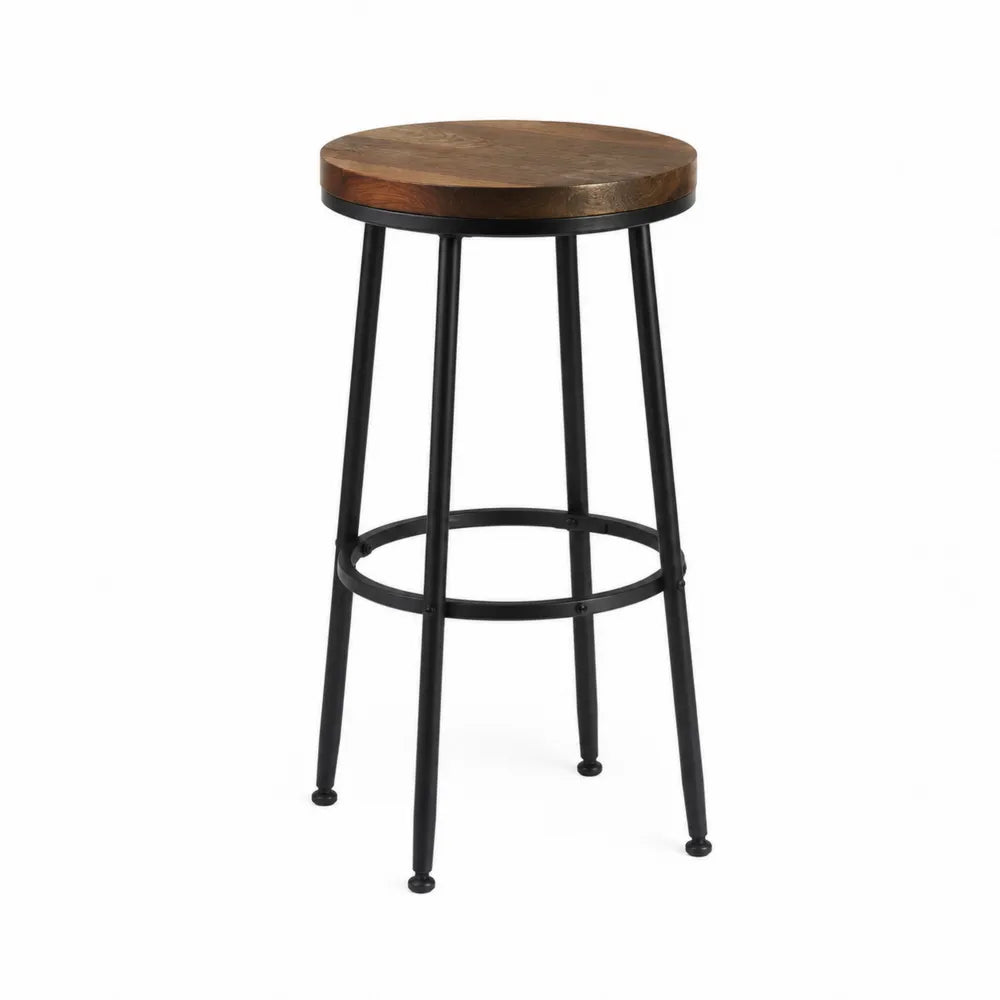 Hoker drewniany z metalowym stelażem, brązowy/czarny, 75 cm