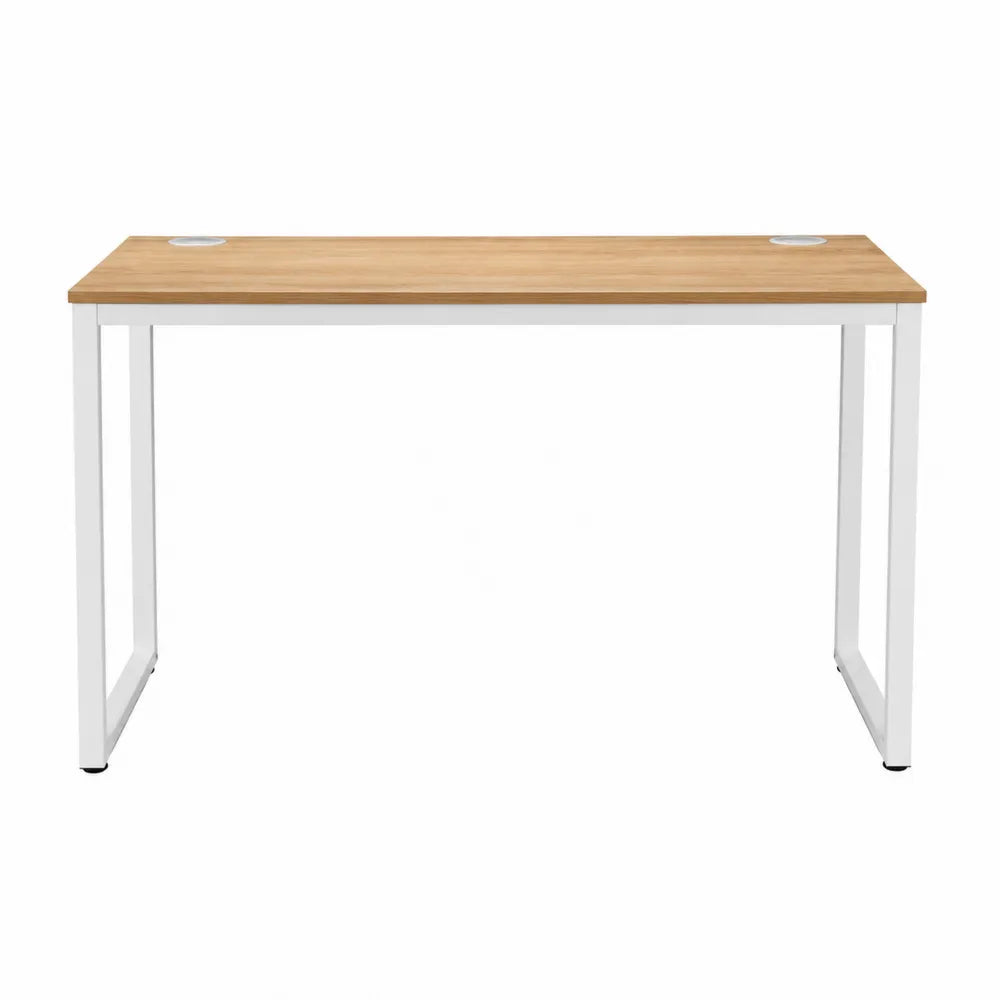 Biurko prostokątne 120x60x75 cm dąb stal biały