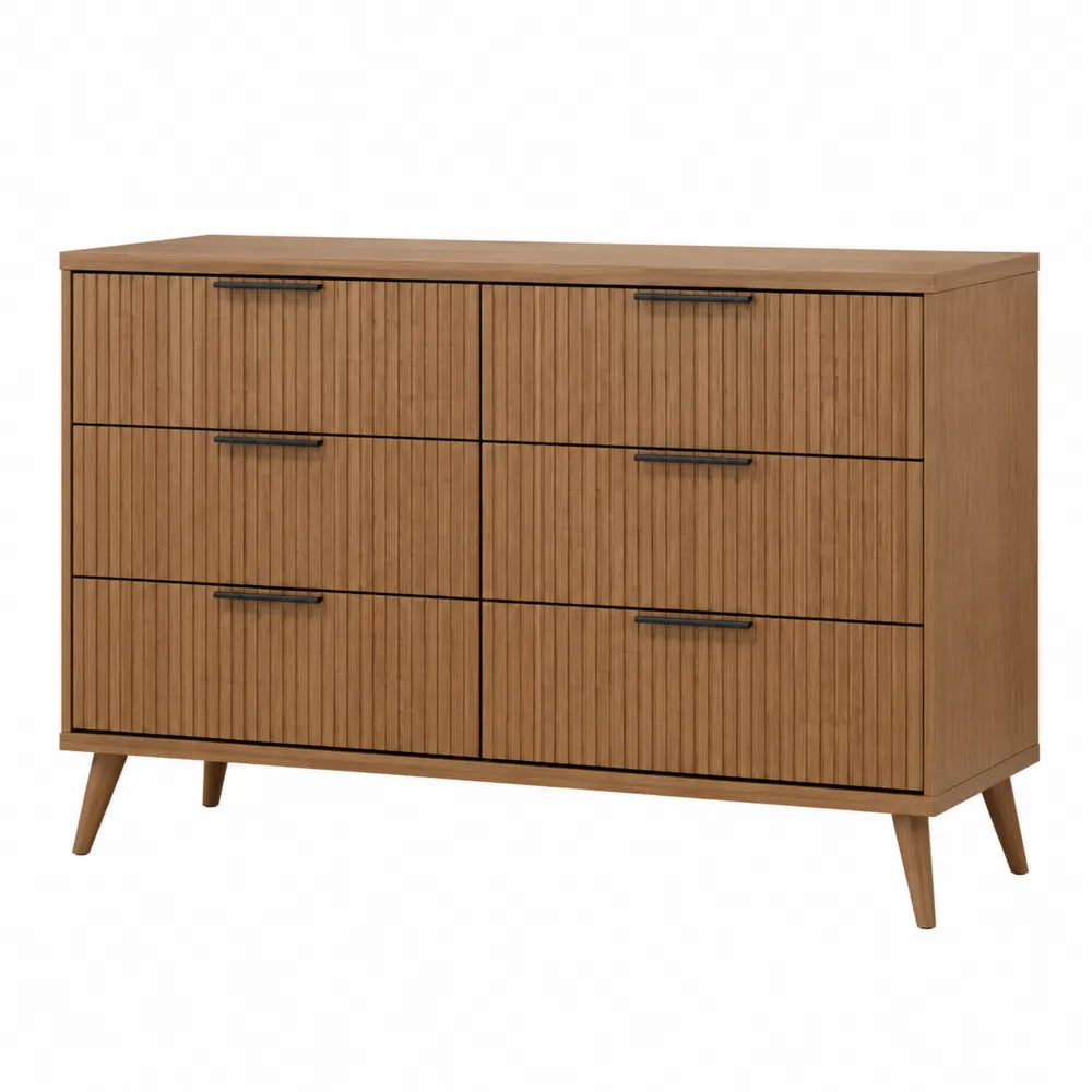 Komoda bambusowa z 6 szufladami 120x40x80 cm brązowa