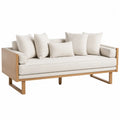 Sofa z drewna dębowego i tkaniny kremowej, 200 cm