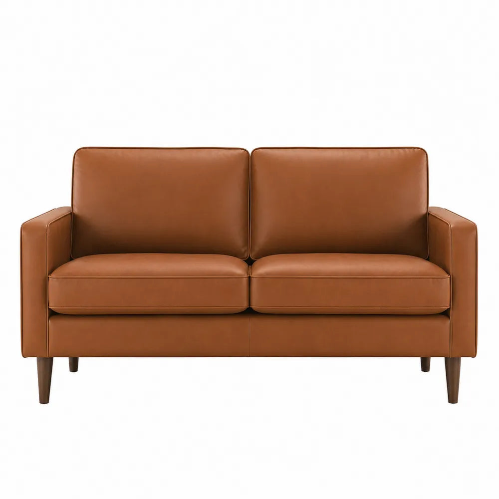 Sofa dwuosobowa z brązowej skóry