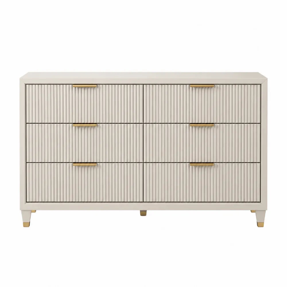 Komoda z płyty MDF z szufladami 6 szuflad kremowa 120x40x80 cm