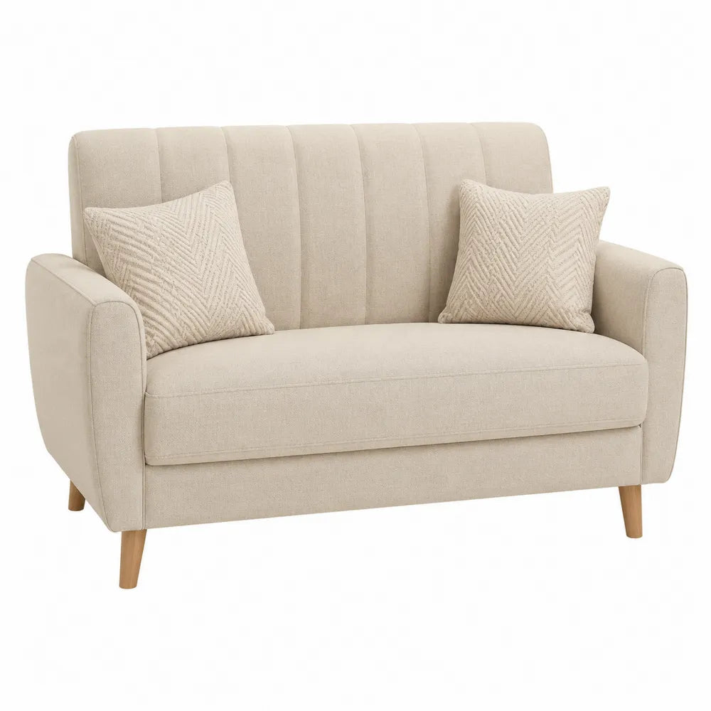 Sofa dwuosobowa z poliestru beżowa 120 cm
