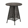 Ażurowy czarny stół aluminiowy, wysokość 70 cm, średnica 60 cm
