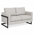 Dwuosobowa sofa z tkaniny beżowej z metalową ramą