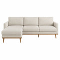 Sofa narożna z poliestru z nogami z drewna bukowego 260x160 cm