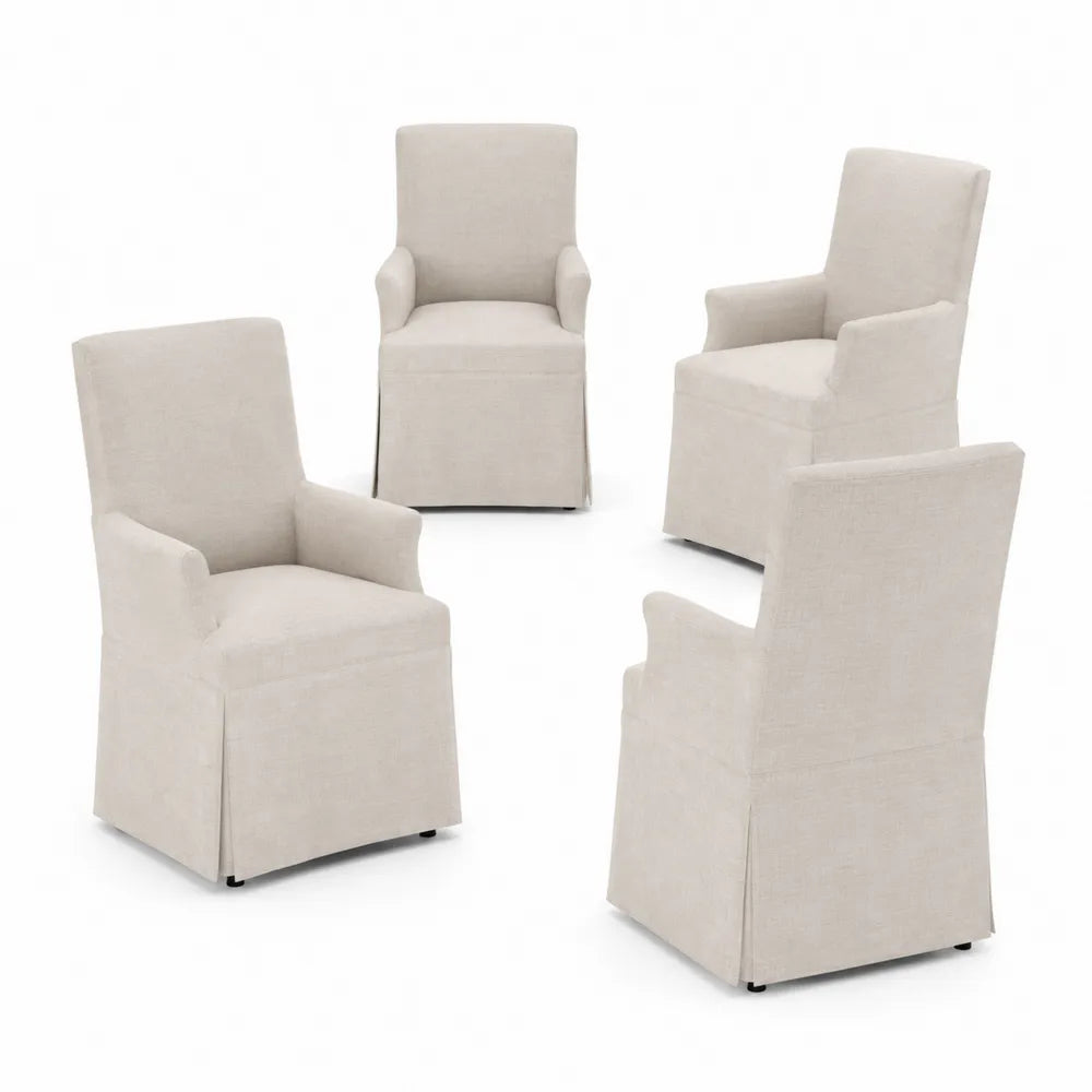 Zestaw 4 Krzeseł Tapicerowanych z Podłokietnikami