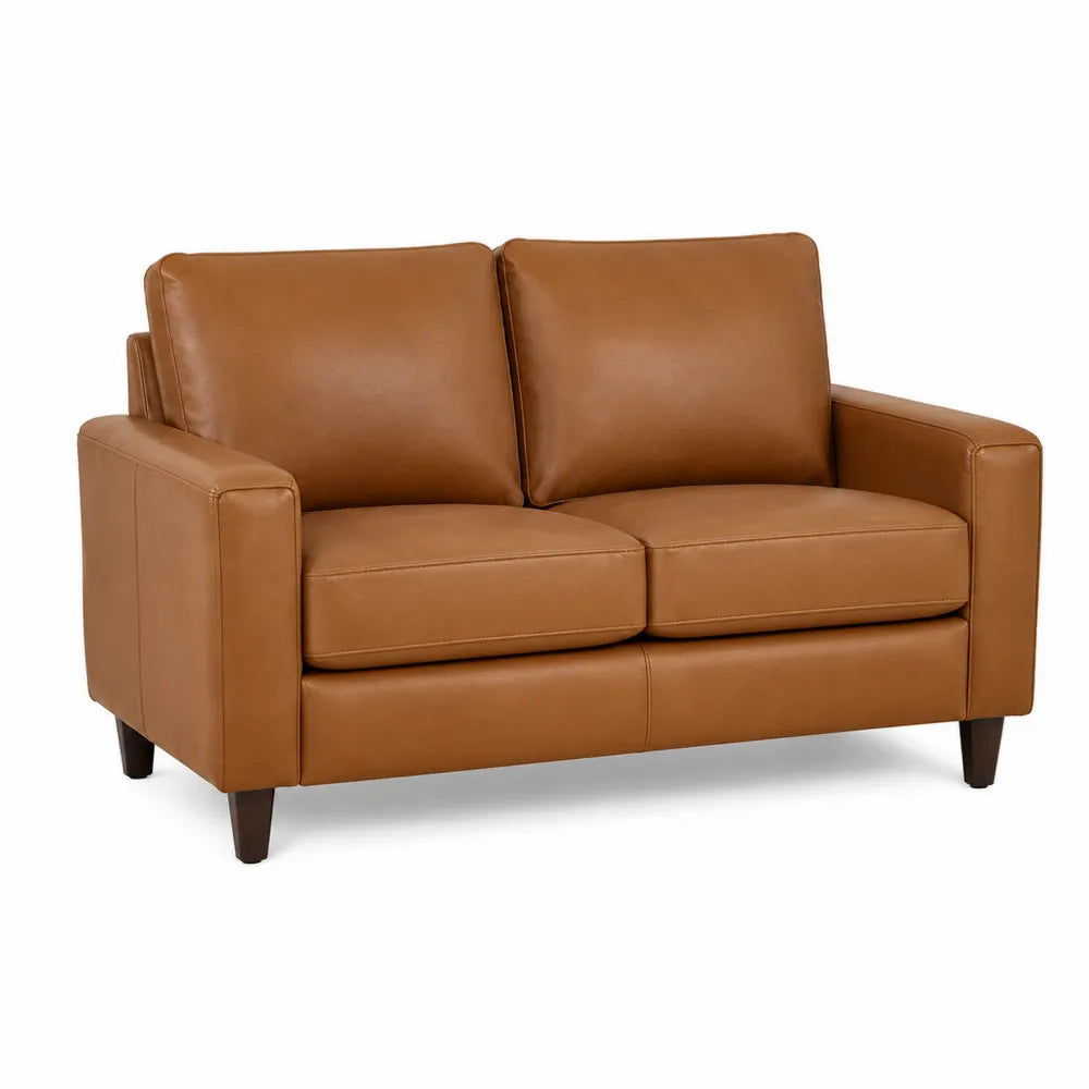 Dwuosobowa skórzana sofa brązowa