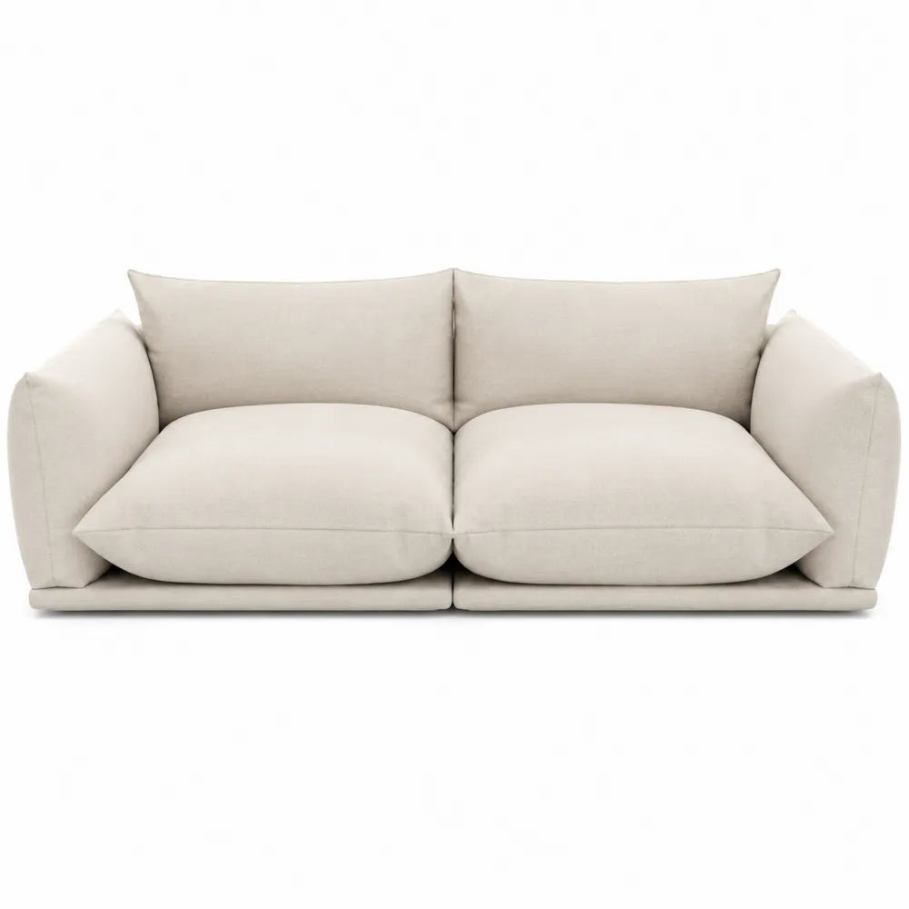 Sofa dwuosobowa kremowa tkanina lniana 200x95x70 cm