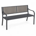 Ławka metalowa z oparciem z szarego drewna kompozytowego 150 cm