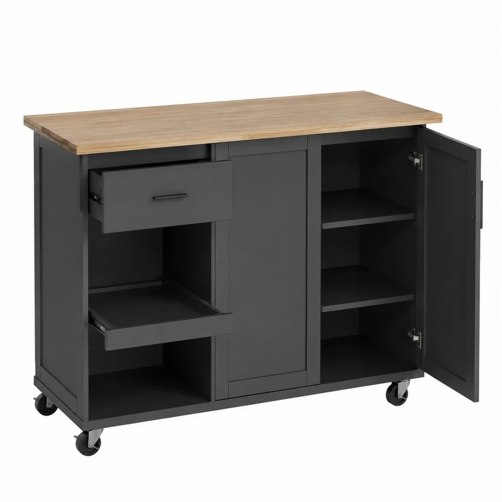 Wózek kuchenny z MDF z szufladami i półkami czarny 100x40x80 cm