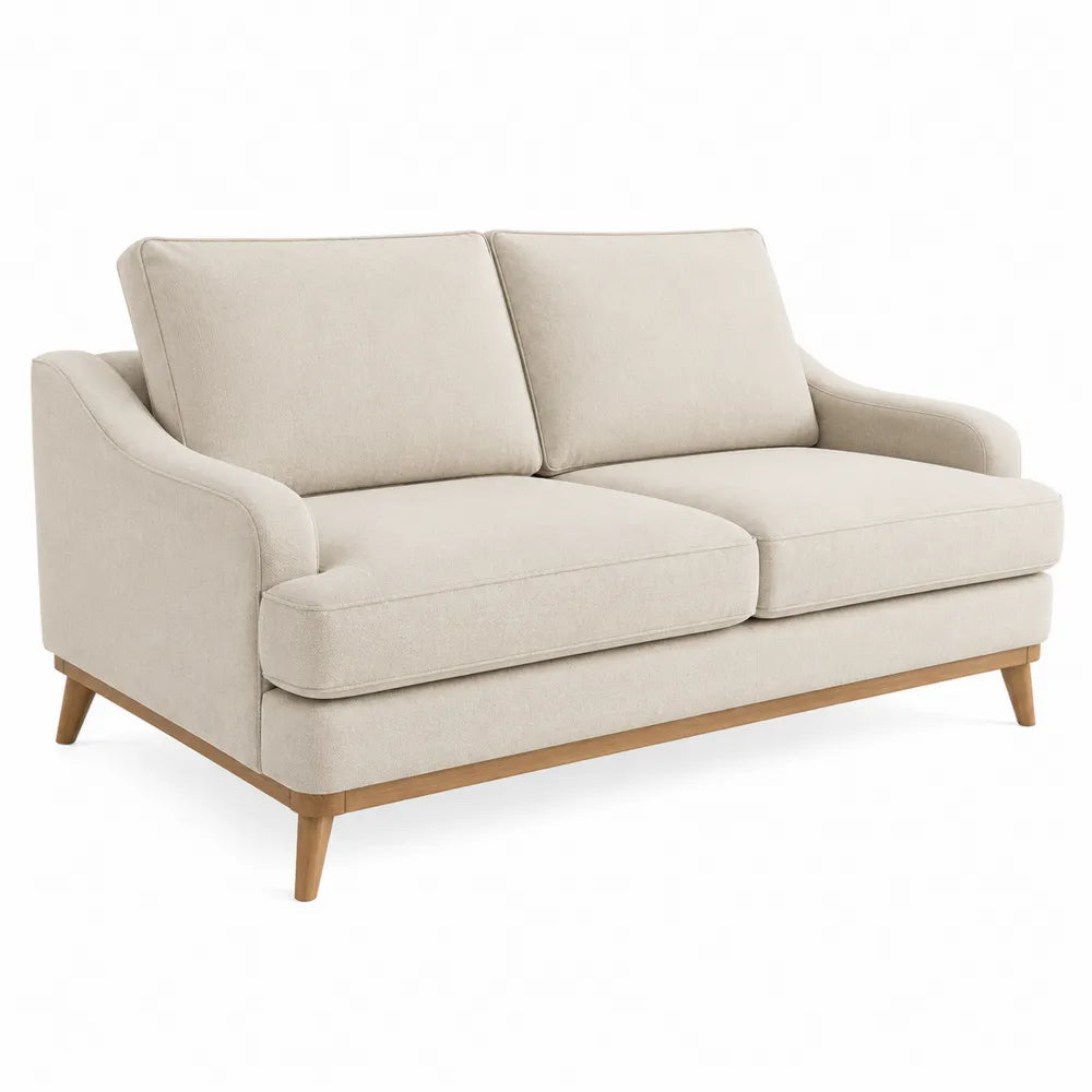 Sofa dwuosobowa z tkaniny poliestrowej 150x85x90 cm beżowa