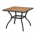 Stół ogrodowy metalowy z drewnianym blatem 80x80 cm brązowy