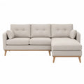 Sofa narożna z tkaniny poliestrowej beżowa 230 cm